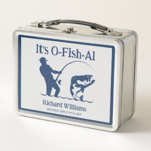 Man's It's Ofishal Fisherman Retirement Party Gift Metal Lunch Box