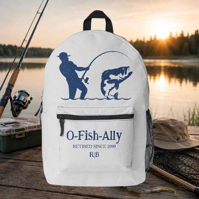Man's It's Ofishal Fisherman Retirement Party Gift Printed Backpack (Creator Uploaded)