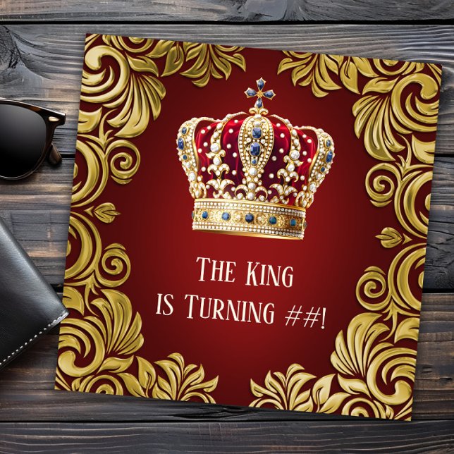 Mans King Birthday Party Invitation (Mans king any number birthday or event invitation. All text, font, wording can be changed.)