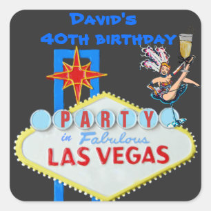Man's Las Vegas Party Square Sticker
