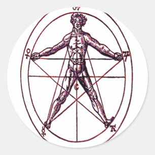 Man's *Magical Pentagram* Symbol Classic Round Sticker