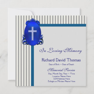 Mans Navy Blue Grey In Loving Memory Memorial Announcement