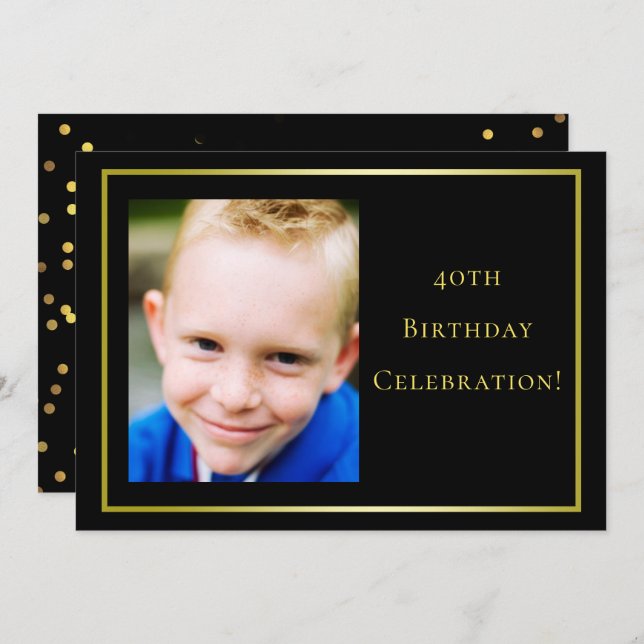 Man's Photo 40th Birthday Celebration Invitation (Front/Back)