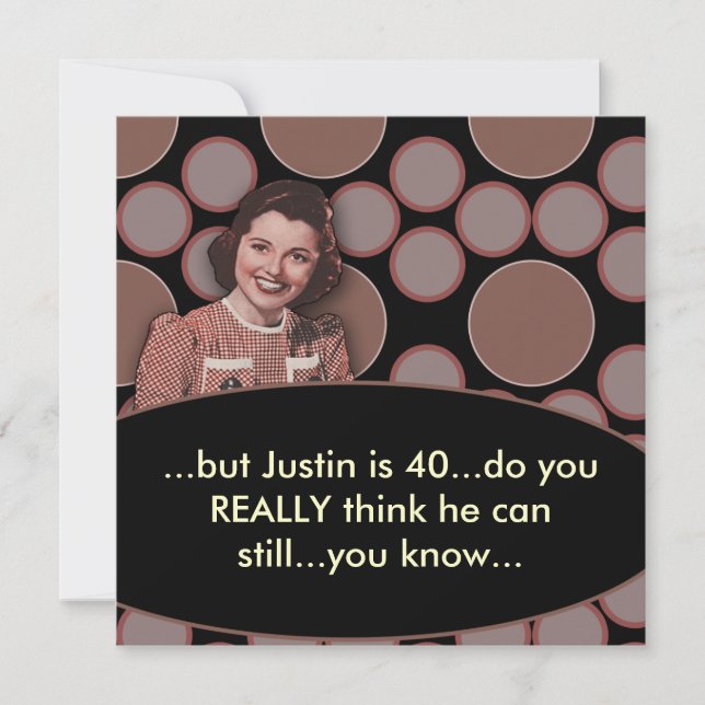 Mans Retro 40th Birthday Party Invitation (Front)