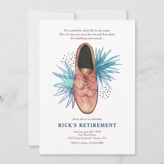 Man's Shoe Retirement Party Invitation (Front)