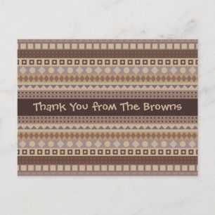 Man's Tribal Aztec Stripes Brown and Beige Pattern Postcard
