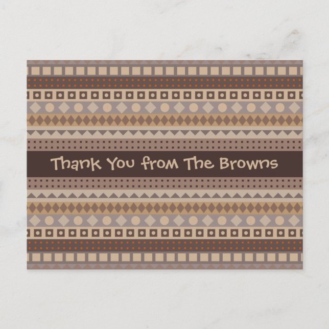 Man's Tribal Aztec Stripes Brown and Beige Pattern Postcard (Front)