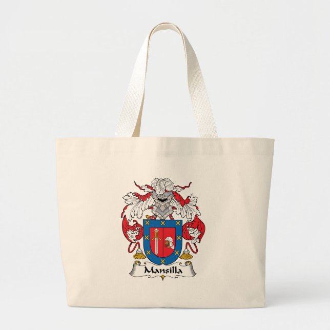 Mansilla Family Crest Large Tote Bag (Front)