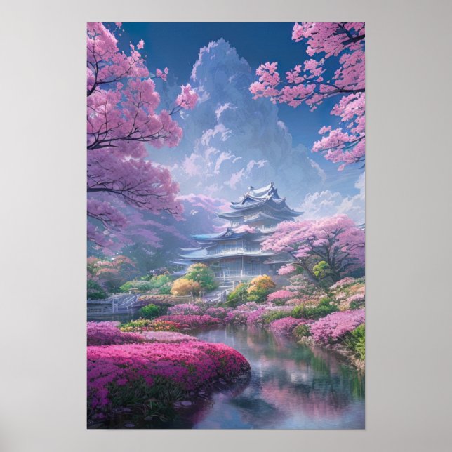 Mansion in a Garden of Flowers Poster (Front)