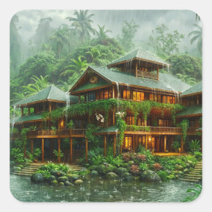 Mansion of the Tropical Rainforest Square Sticker