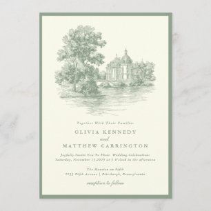 Mansion Venue Old Money Aesthetic Ivory Wedding Invitation