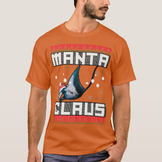 Manta Claus sea animal snowflakes heart rays chris T-Shirt