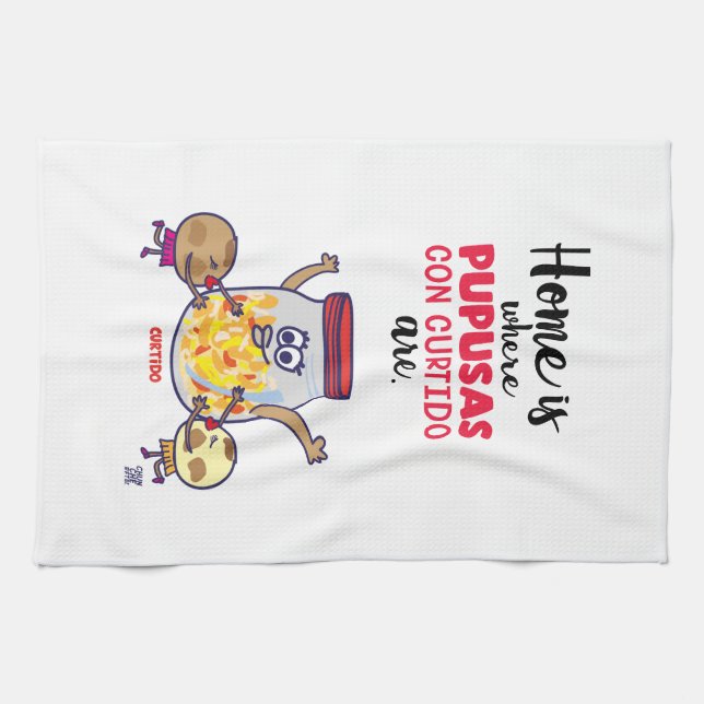 Manta de cocina El Salvador y Pupusas Tea Towel (Horizontal)