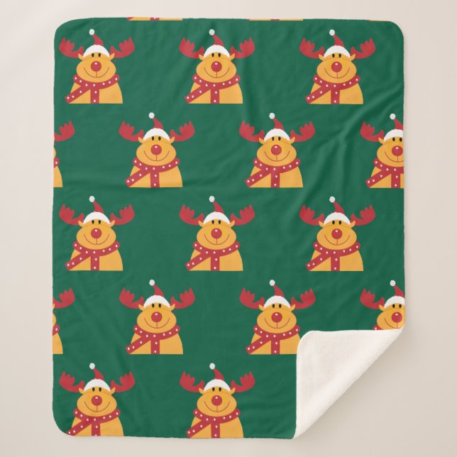 Manta Polar "Reno Nariz Roja" Sherpa Blanket (Front)