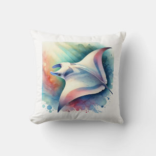 Manta Ray 031024AREF134 - Watercolor Cushion