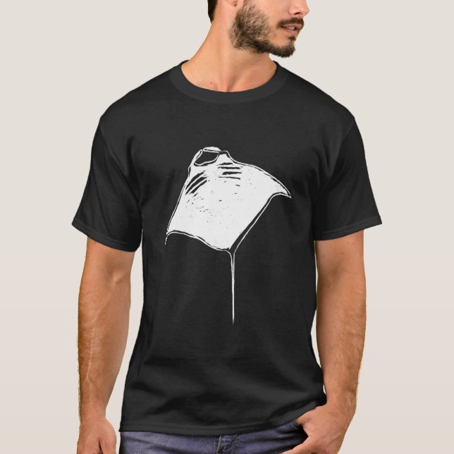 Manta Ray Art Sketch Clothes Scuba Diver Manta Ray T-Shirt (Front)