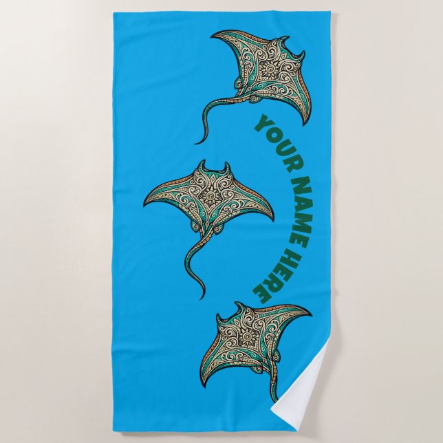Manta Ray  Beach Towel (Front)