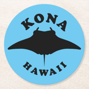 Manta Ray Diving in Kona, Hawaii Round Paper Coaster
