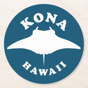 Manta Ray Diving in Kona, Hawaii Round Paper Coaster