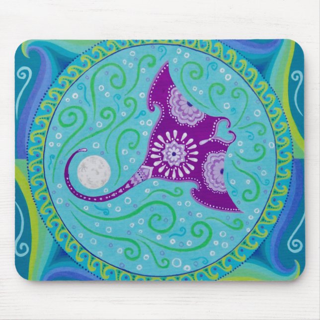 Manta Ray Mandala mousepad by Soozie Wray (Front)