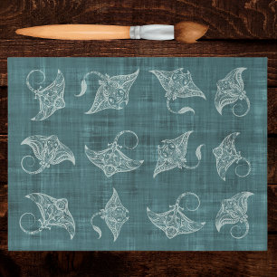 Manta Ray Sea Creature Polynesian Batik Look Tissue Paper