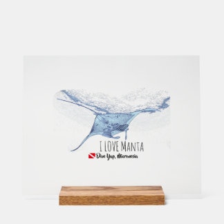 Manta Ray Silhouette Acrylic Sign