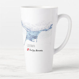 Manta ray silhouette frosted glass coffee mug
