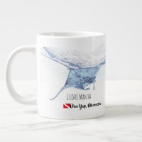 Manta ray silhouette frosted glass coffee mug
