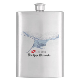 Manta ray silhouette frosted glass coffee mug hip flask