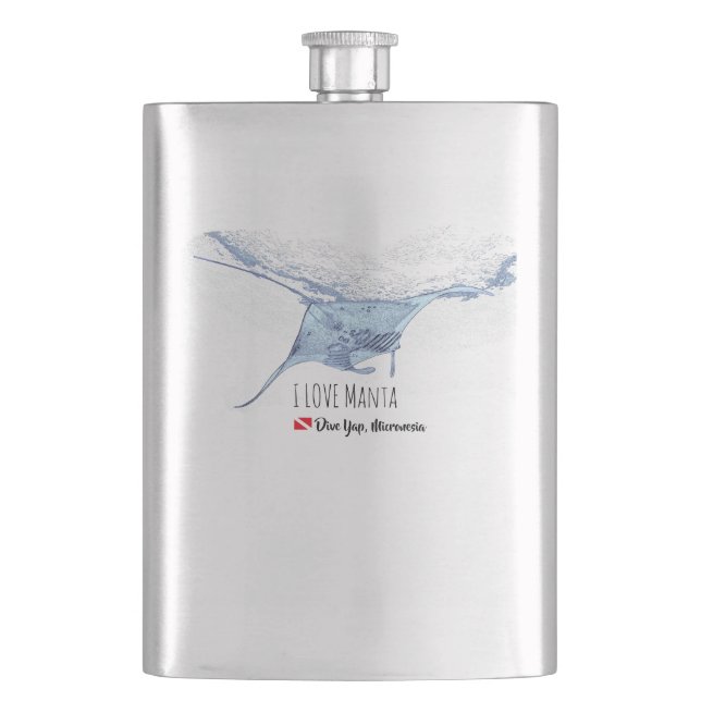 Manta ray silhouette frosted glass coffee mug hip flask (Front)
