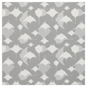Manta Ray Stingray Grey White Pattern Fabric