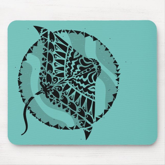 Manta Ray Tribal Tattoo Style Mouse Pad (Front)