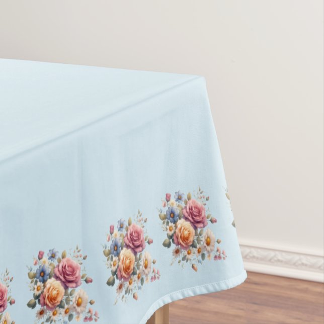 Mantel Azul Flores to Celebrate Tablecloth (In Situ)