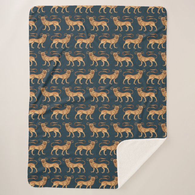 Manticore on Dark Blue Sherpa Blanket (Front)