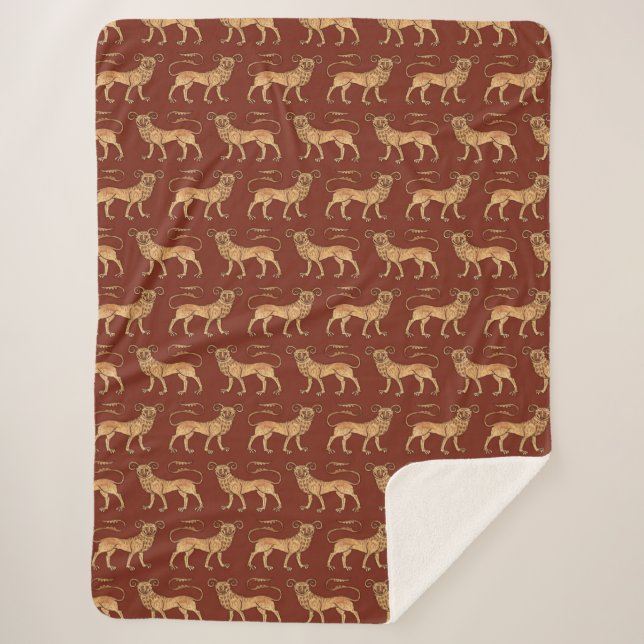 Manticore on Dark Brick Red Sherpa Blanket (Front)