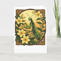 Mantis And Yellow Jasmine Flowers