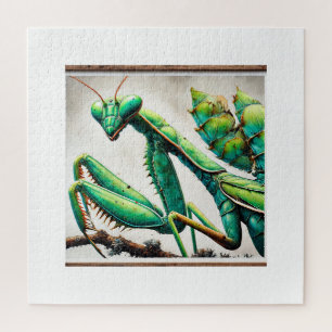 Mantis from above 230824IREF237 - Watercolor Jigsaw Puzzle