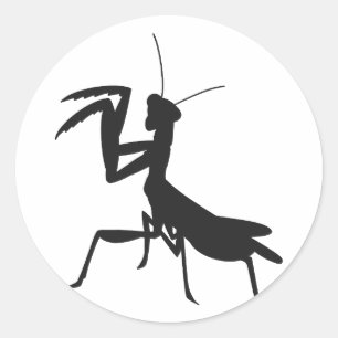 Mantis in silhouette - Choose background color Classic Round Sticker
