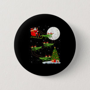 Mantis Insect Santa Sleigh Flying Funny Magical Ch 6 Cm Round Badge