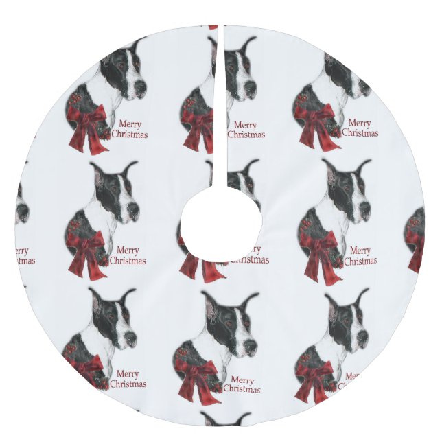 Mantle Great Dane Christmas Brushed Polyester Tree Skirt (Front)