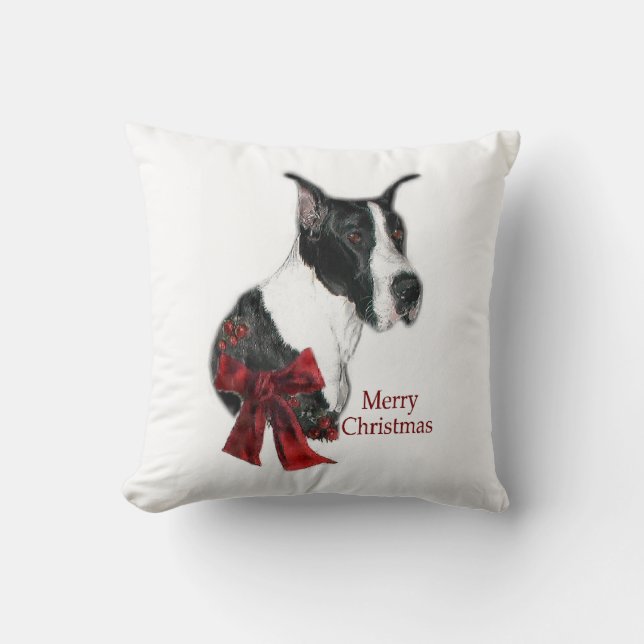 Mantle Great Dane Christmas Cushion (Front)