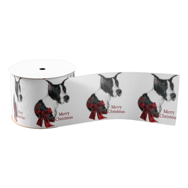 Mantle Great Dane Christmas Grosgrain Ribbon (Spool)