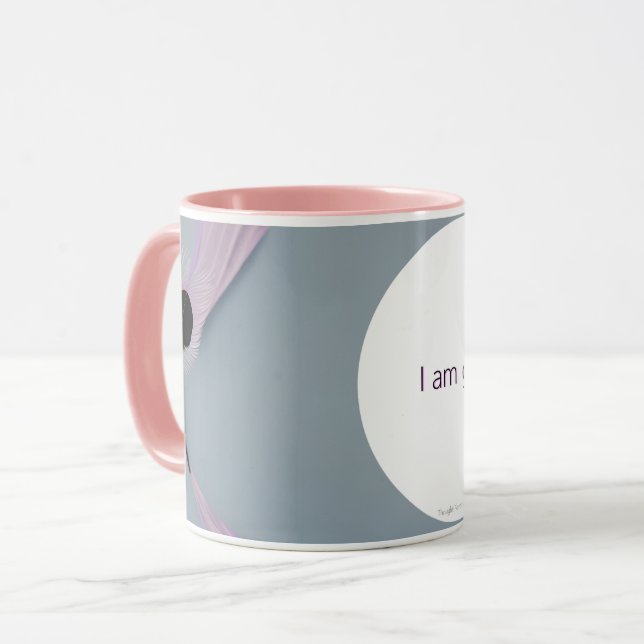 Mantra feather mug - I am gifted 2 tone customise  (Front Left)