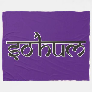 Mantra SO HUM - flat black & white contour Fleece Blanket