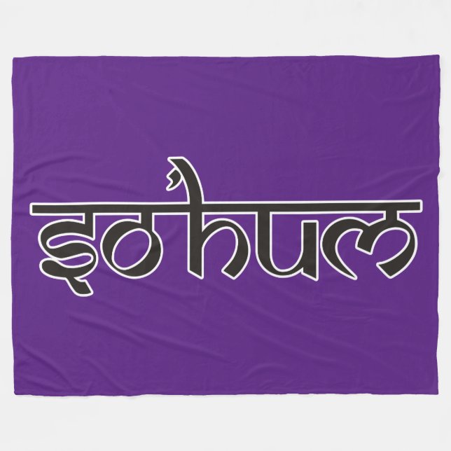 Mantra SO HUM - flat black & white contour Fleece Blanket (Front (Horizontal))