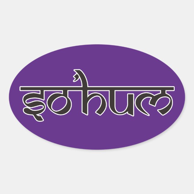 Mantra SO HUM - flat black & white contour Oval Sticker (Front)