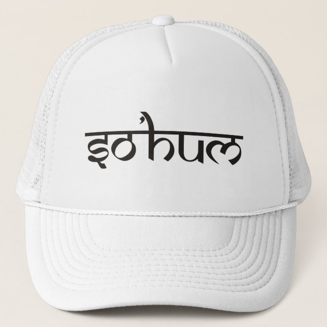 Mantra SO HUM - flat black & white contour Trucker Hat (Front)