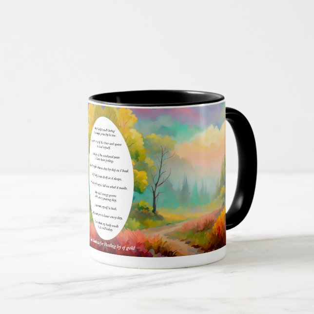 Mantras for Healing coffee landscape soft colours Mug (Front Right)