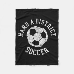 Manua District Soccer Retro Distressed 90s Vintage Fleece Blanket