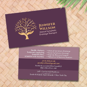 Manual Lymphatic Drainage Therapist Hands Tree Business Card